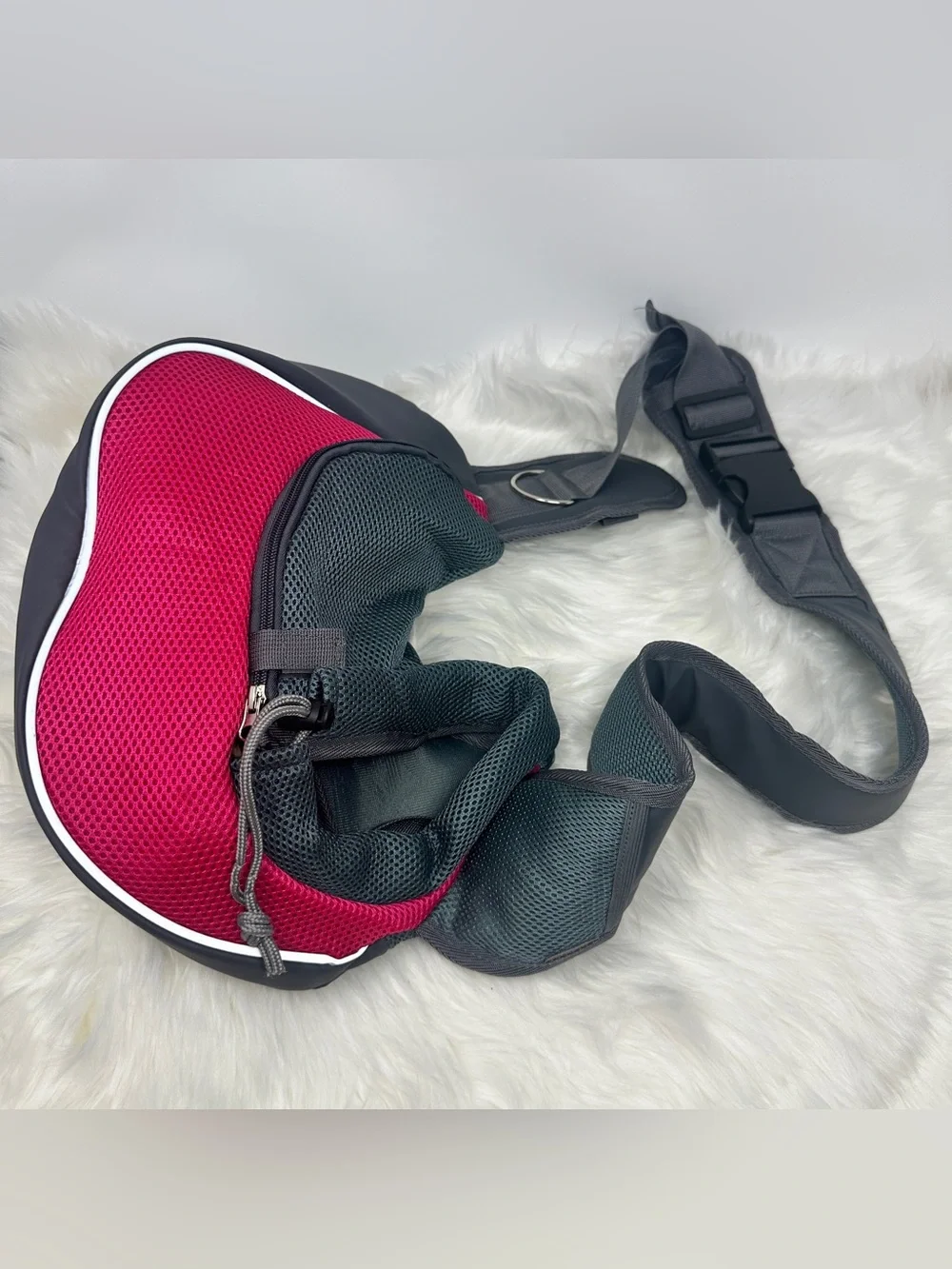 Pet Carrier Sling in Pink and Gray